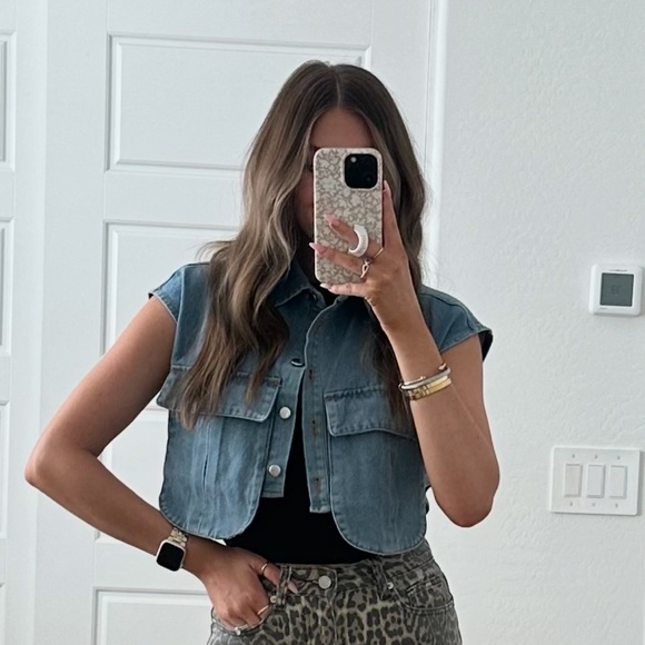 Tops - Denim Cropped Vest